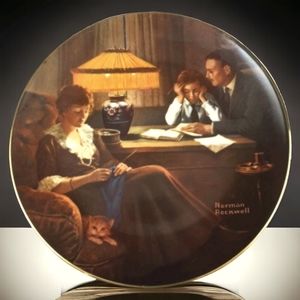 Vtg 84 Norman Rockwell 3rd Issue Father's Help Light Campaign Series Gold Plate